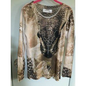 Zara Collection Women's Top Size M Medium  Snake Animal Print brown beige